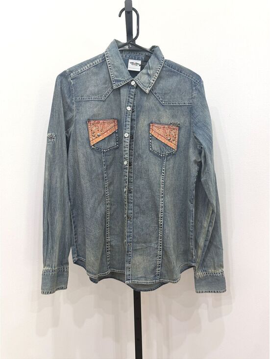 Harley-Davidson Tops - NWT Harley-Davidson Women's Denim Shirt with Roll-Tab Sleeves, Medium